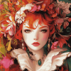 Aesthetic Flower Crown Lady Diamond Painting