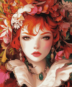 Aesthetic Flower Crown Lady Diamond Painting