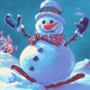 Aesthetic Frosty Snowman Animation Diamond Painting