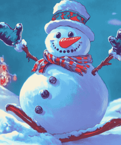 Aesthetic Frosty Snowman Animation Diamond Painting