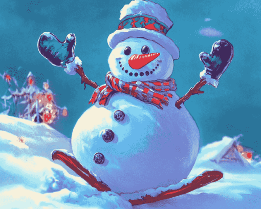 Aesthetic Frosty Snowman Animation Diamond Painting