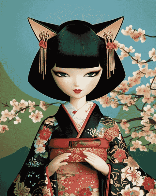 Aesthetic Japanese Doll Diamond Painting