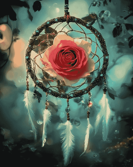 Aesthetic Rose Dreamcatcher Diamond Painting