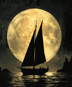 Aesthetic Sailboat Under Moonlight Diamond Painting