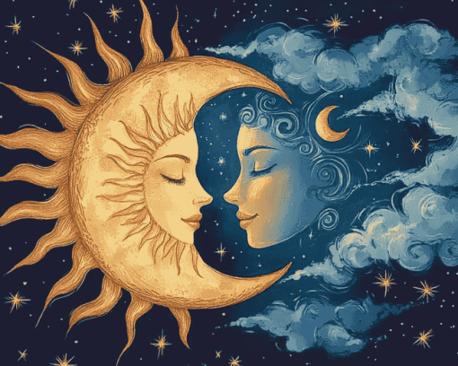 Aesthetic Sun and Moon Diamond Painting