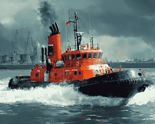 Aesthetic Tug Boat Diamond Painting