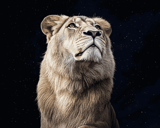 Aesthetic White Lion Diamond Painting