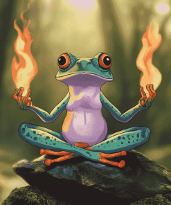 Aesthetic Zen Frog Meditation Diamond Painting