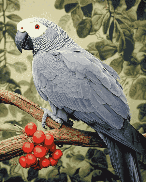 African Grey Bird Diamond Painting