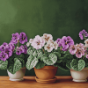 African Violet Blossoms Diamond Painting