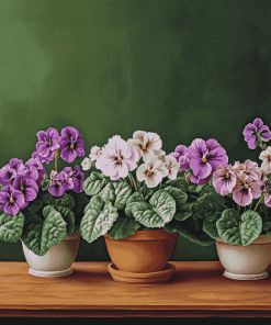 African Violet Blossoms Diamond Painting