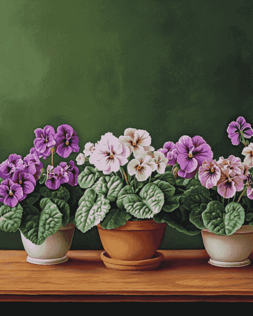 African Violet Blossoms Diamond Painting