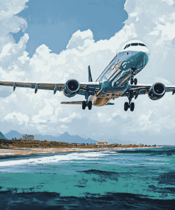 Aircraft Landings at Maho Beach Diamond Painting