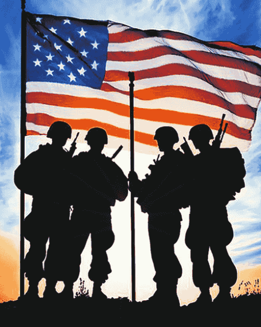 American Flag Military Silhouettes Diamond Painting