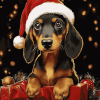 Animated Christmas Dachshund Diamond Painting