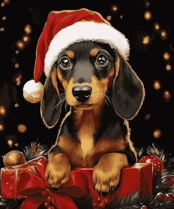 Animated Christmas Dachshund Diamond Painting