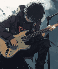 Anime Boys with Electric Guitars Diamond Painting