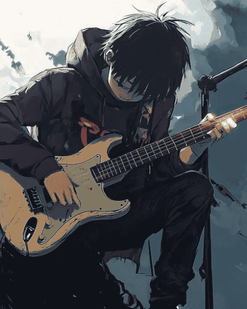 Anime Boys with Electric Guitars Diamond Painting