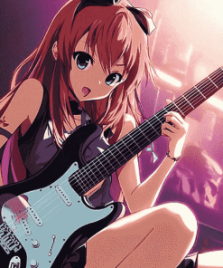 Anime Musician with Electric Guitar Diamond Painting