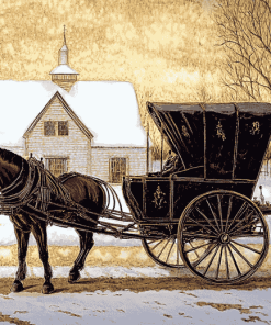 Antique Horse Carriages Diamond Painting