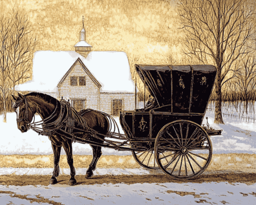 Antique Horse Carriages Diamond Painting