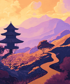 Asian Mountainscape Diamond Painting