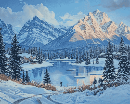 Banff Snow Landscape Diamond Painting