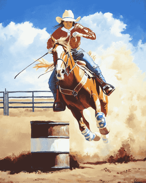 Barrel Racing Horse Diamond Painting