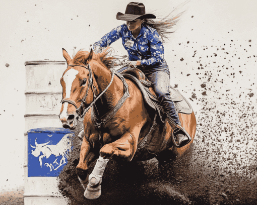 Barrel Racing Horse Diamond Painting