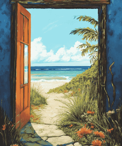 Beach Door Landscape Diamond Painting