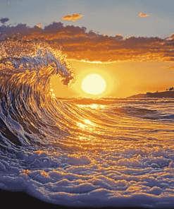 Beach Sunset Waves Diamond Painting