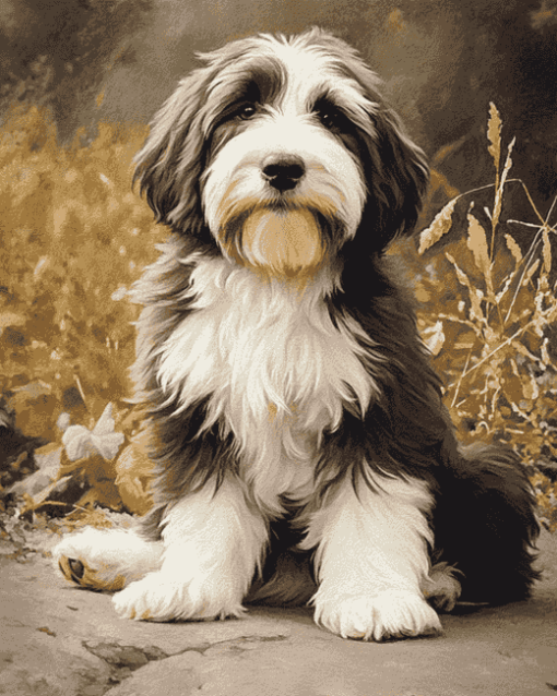 Bearded Collie Puppy Diamond Painting