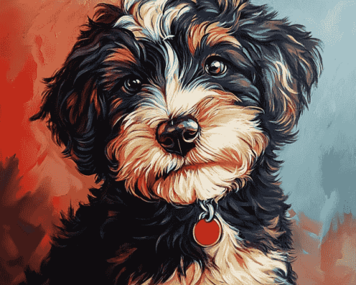 Bernedoodle Puppy Diamond Painting