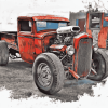 Big Red Ratrod Engine Diamond Painting