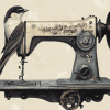 Bird with Sewing Machine Diamond Painting