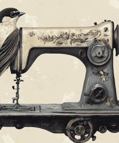 Bird with Sewing Machine Diamond Painting