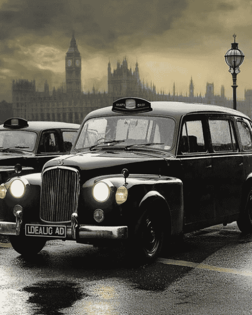 Black London Taxi Car Diamond Painting