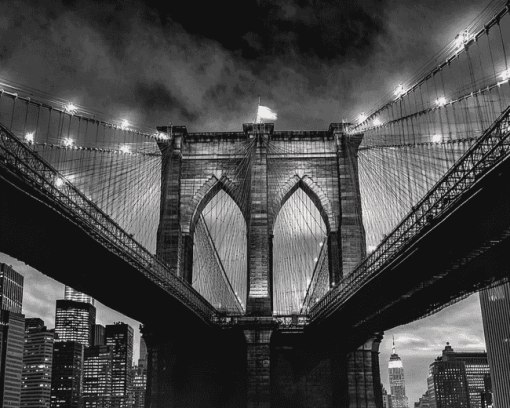 Black White Brooklyn Bridge Diamond Painting