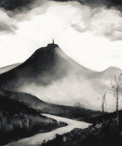 Black White Mountains Diamond Painting