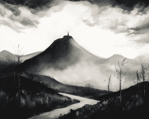 Black White Mountains Diamond Painting