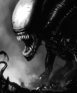 Black and White Xenomorph Aliens Diamond Painting