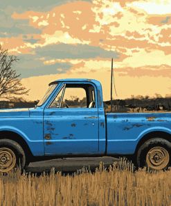 Blue 1967 Chevy Stepside Truck Diamond Painting