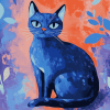 Blue Cat Cartoon Diamond Painting