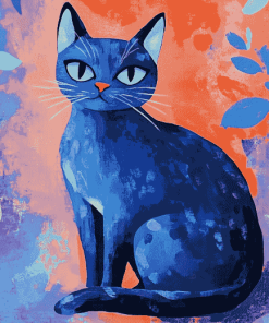 Blue Cat Cartoon Diamond Painting