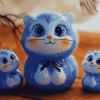 Blue Cat Figures Diamond Painting