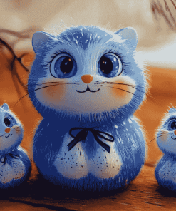 Blue Cat Figures Diamond Painting