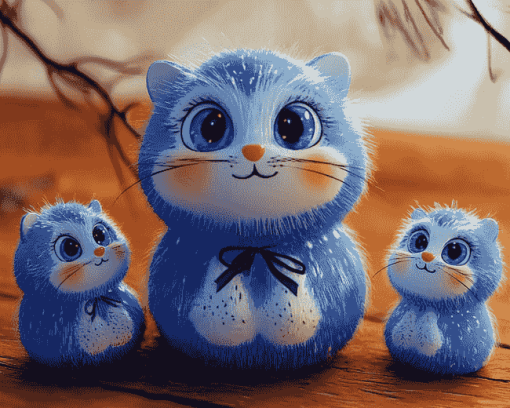 Blue Cat Figures Diamond Painting