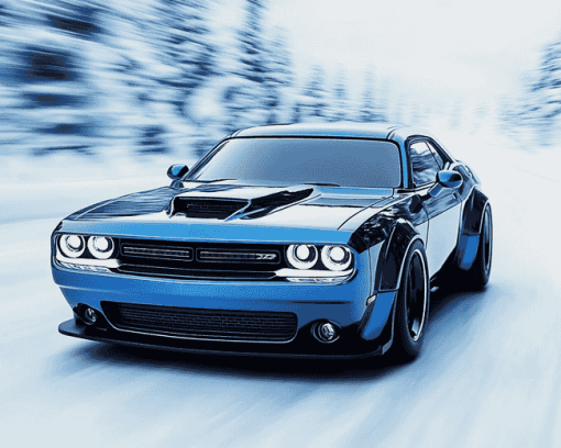 Blue Challenger Cars Diamond Painting