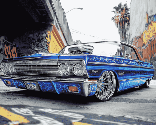 Blue Chevrolet Lowrider Diamond Painting