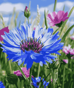 Blue Cornflower Blossoms Diamond Painting